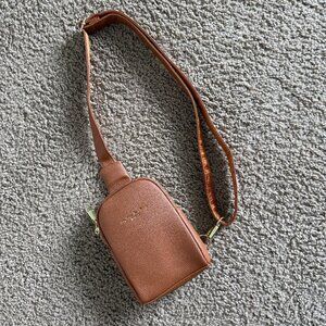 Brown Mini Crossbody Bag Triple Zip Small Phone Purse Adjustable Strap NWT